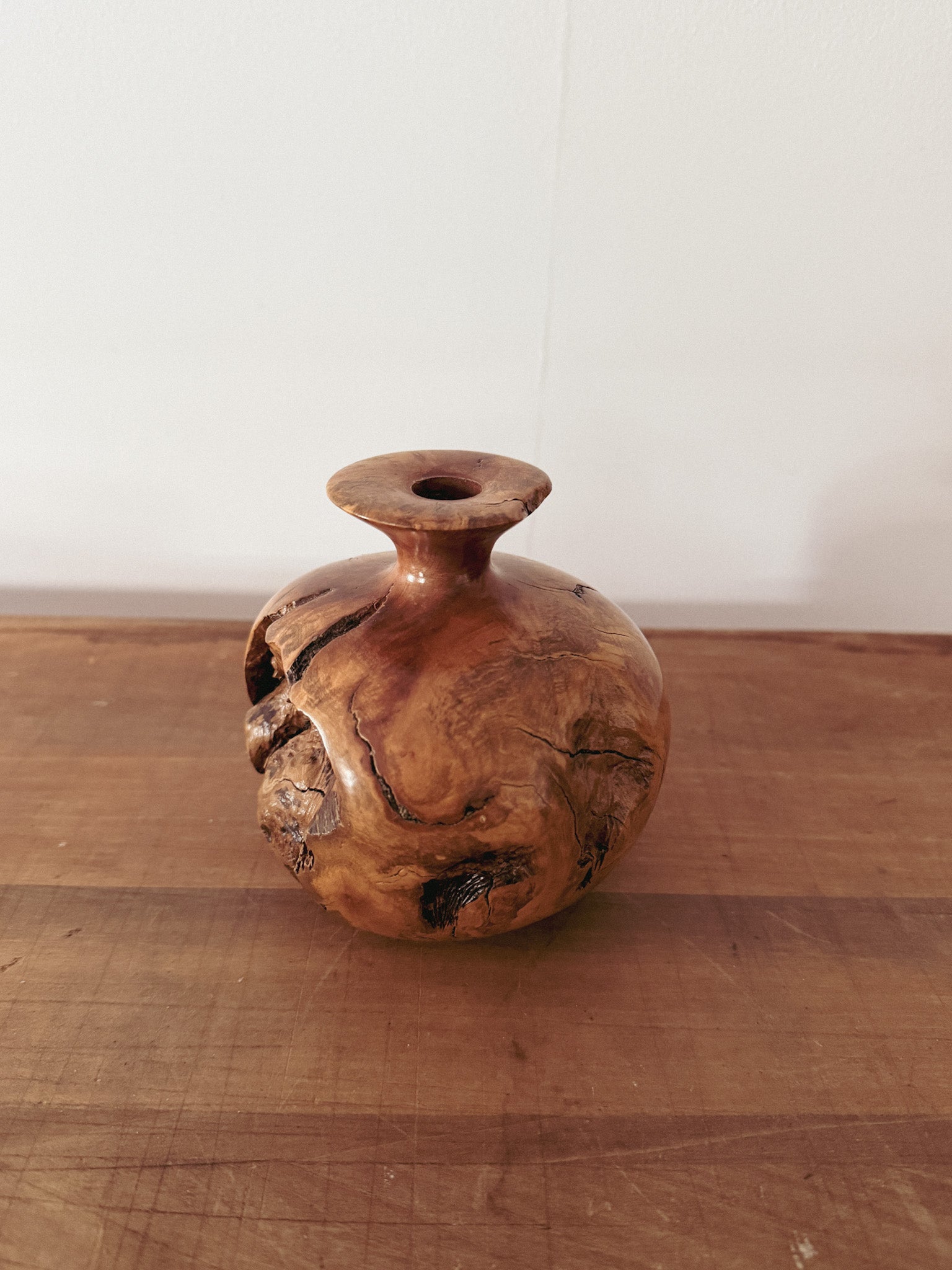 Burl wood vase