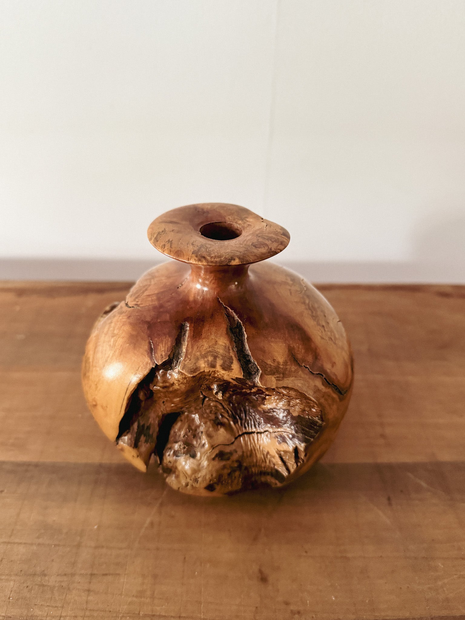 Burl wood vase