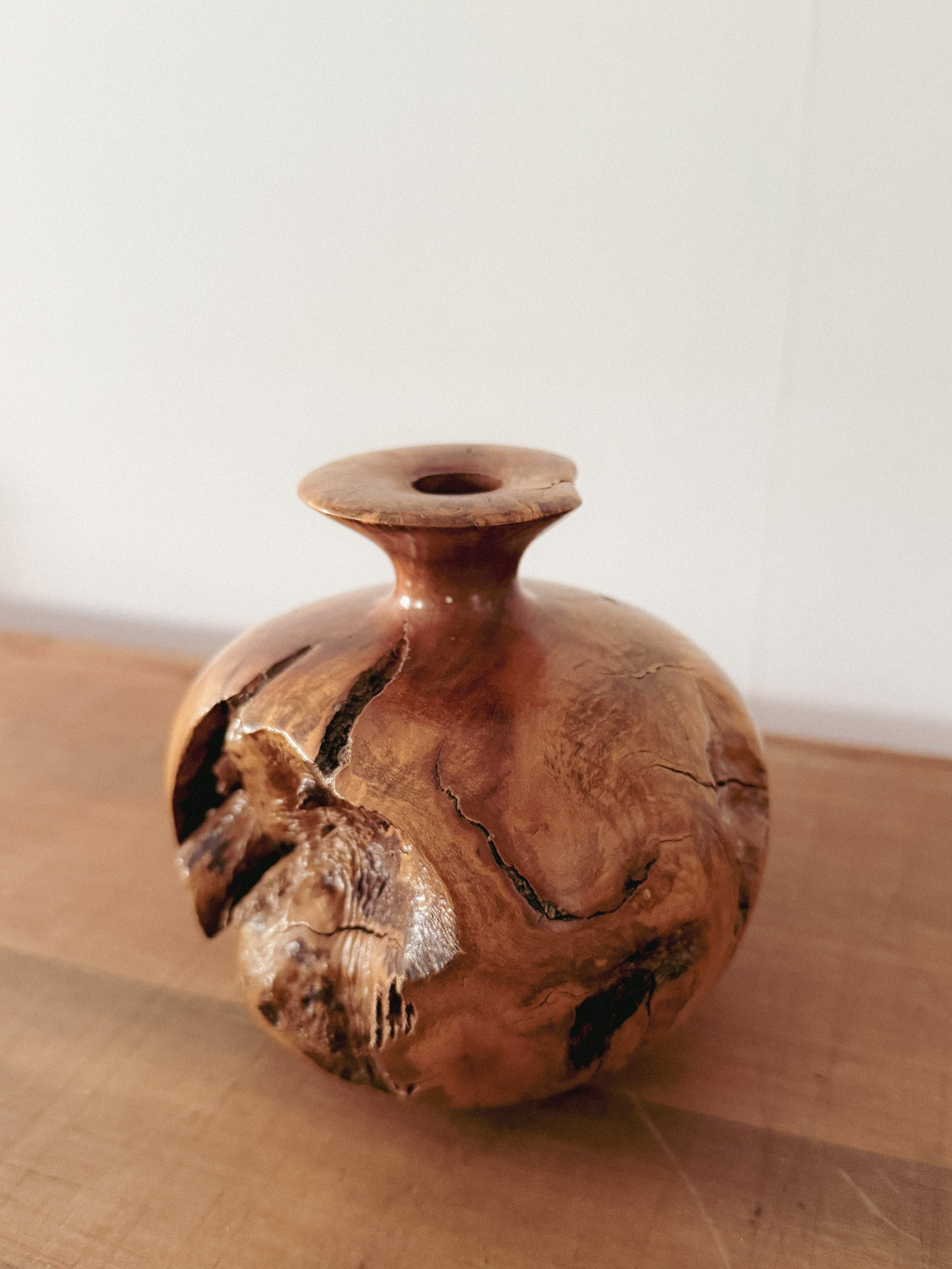 Burl wood vase
