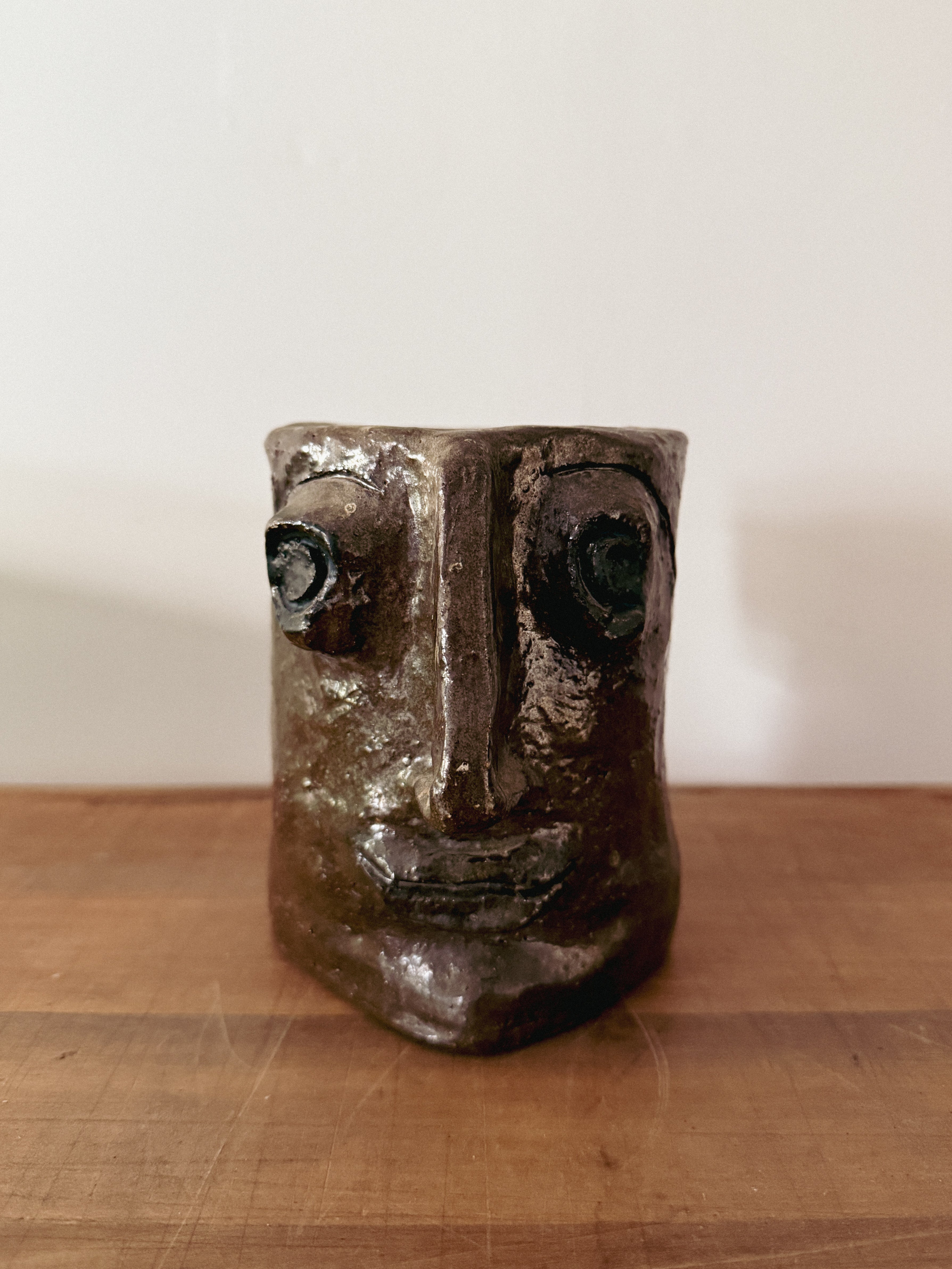 Folk Art Face Vase