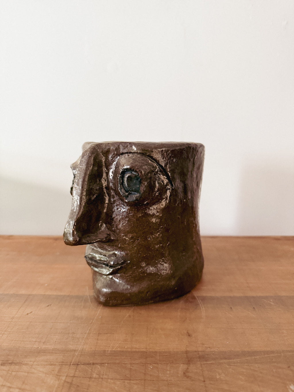 Folk Art Face Vase