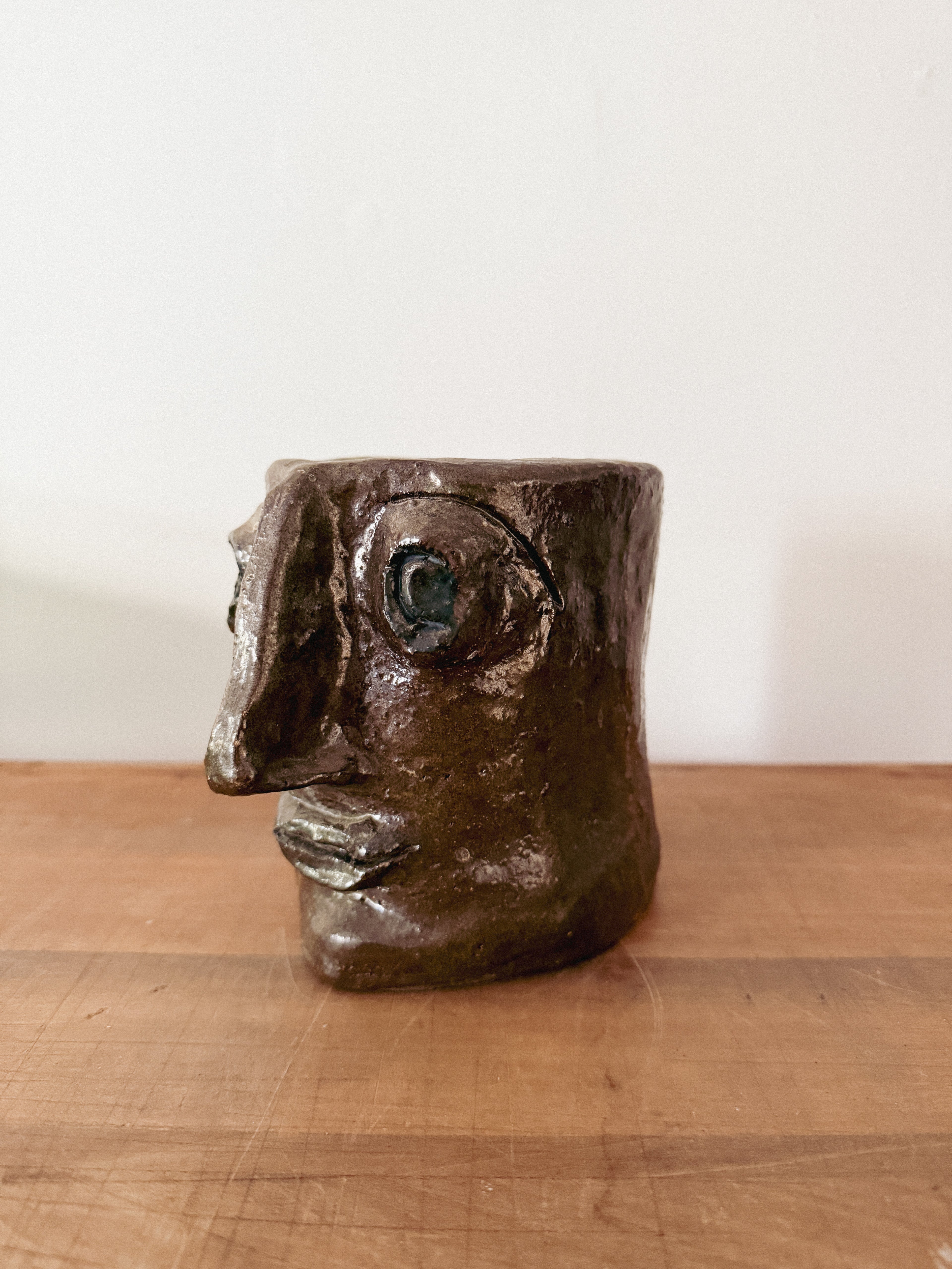 Folk Art Face Vase