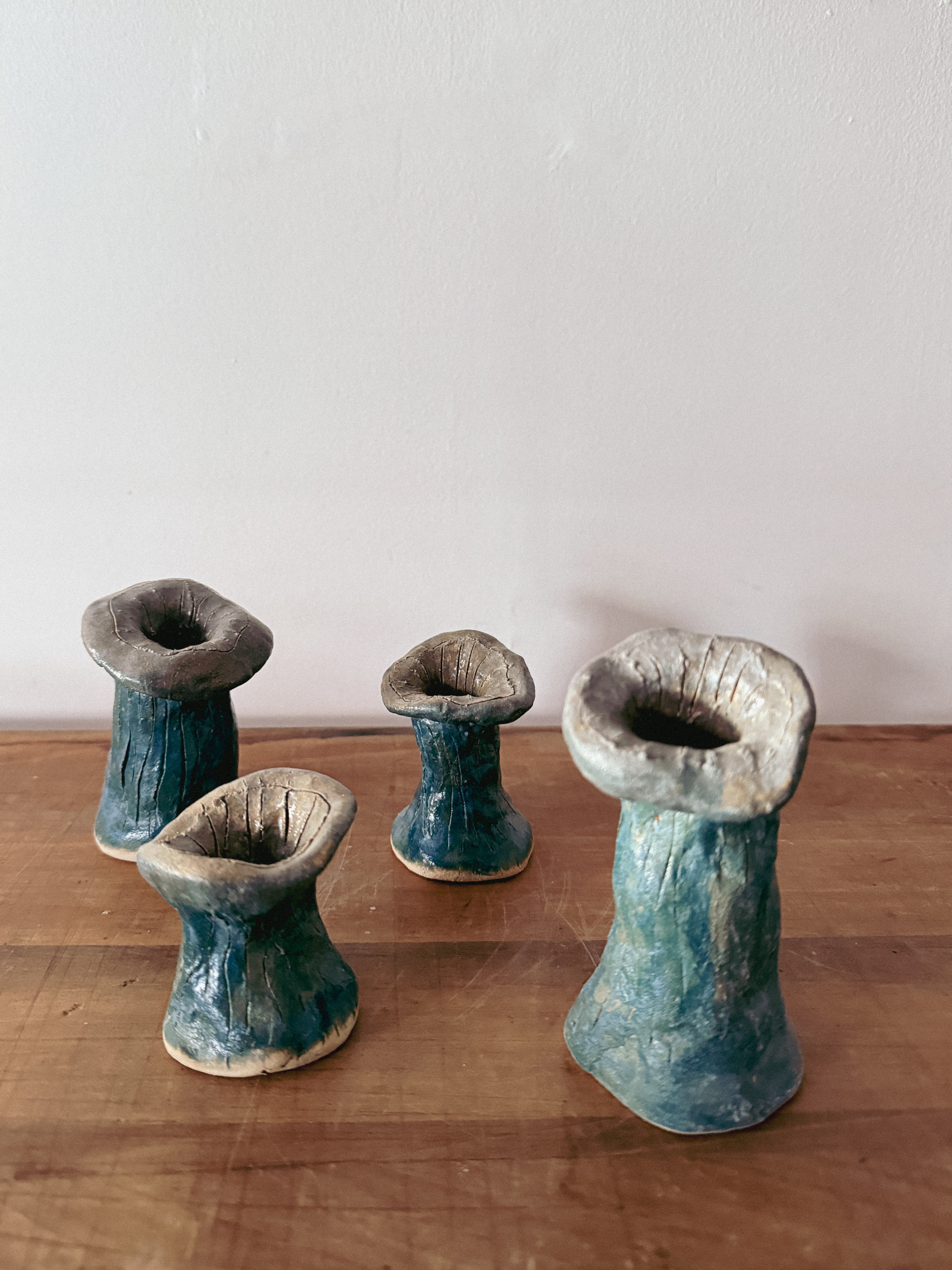 Handmade Studio Ceramic Mushroom Sculptures