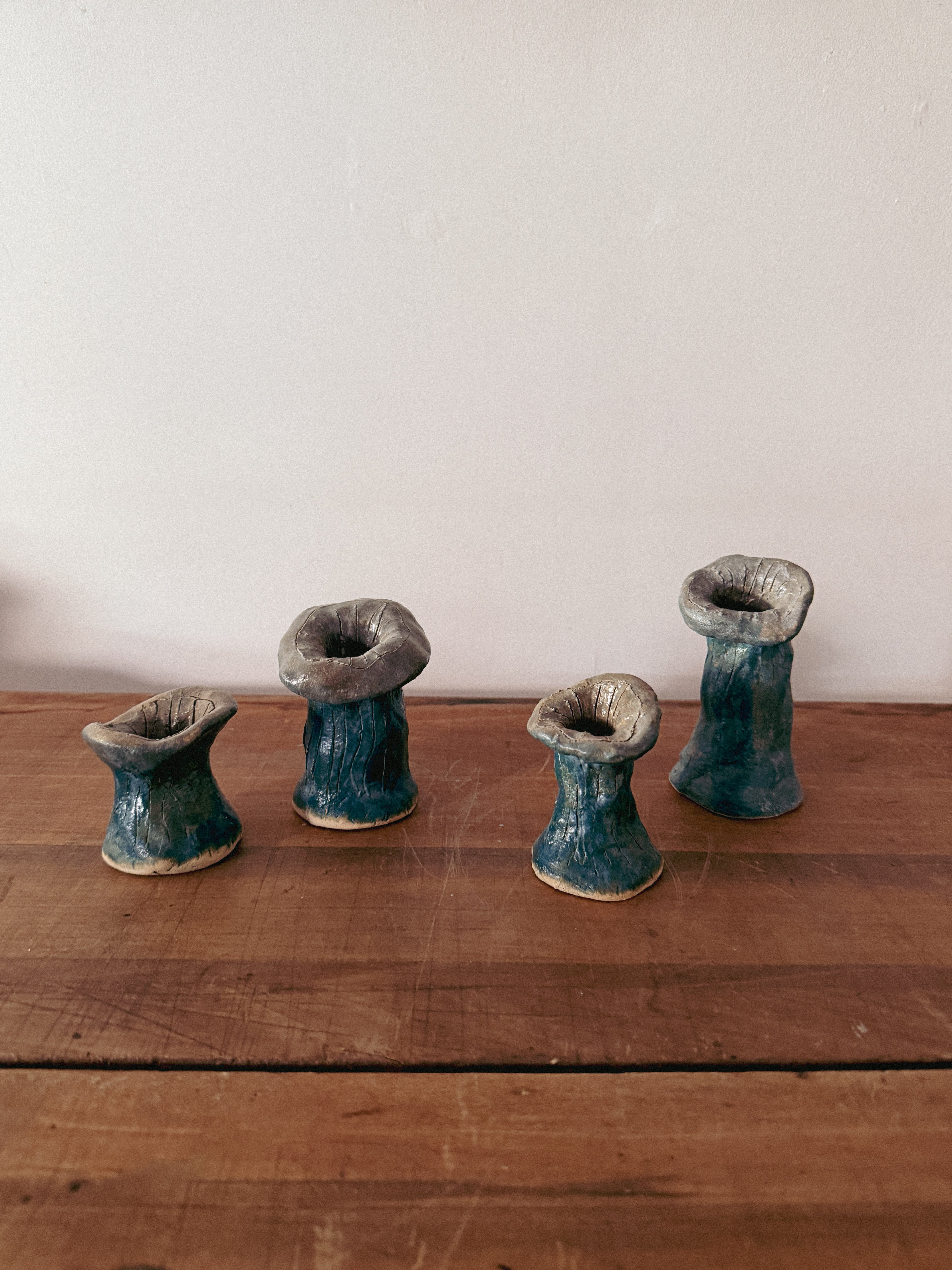 Handmade Studio Ceramic Mushroom Sculptures