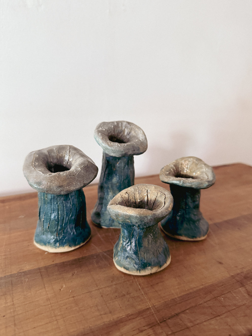 Handmade Studio Ceramic Mushroom Sculptures