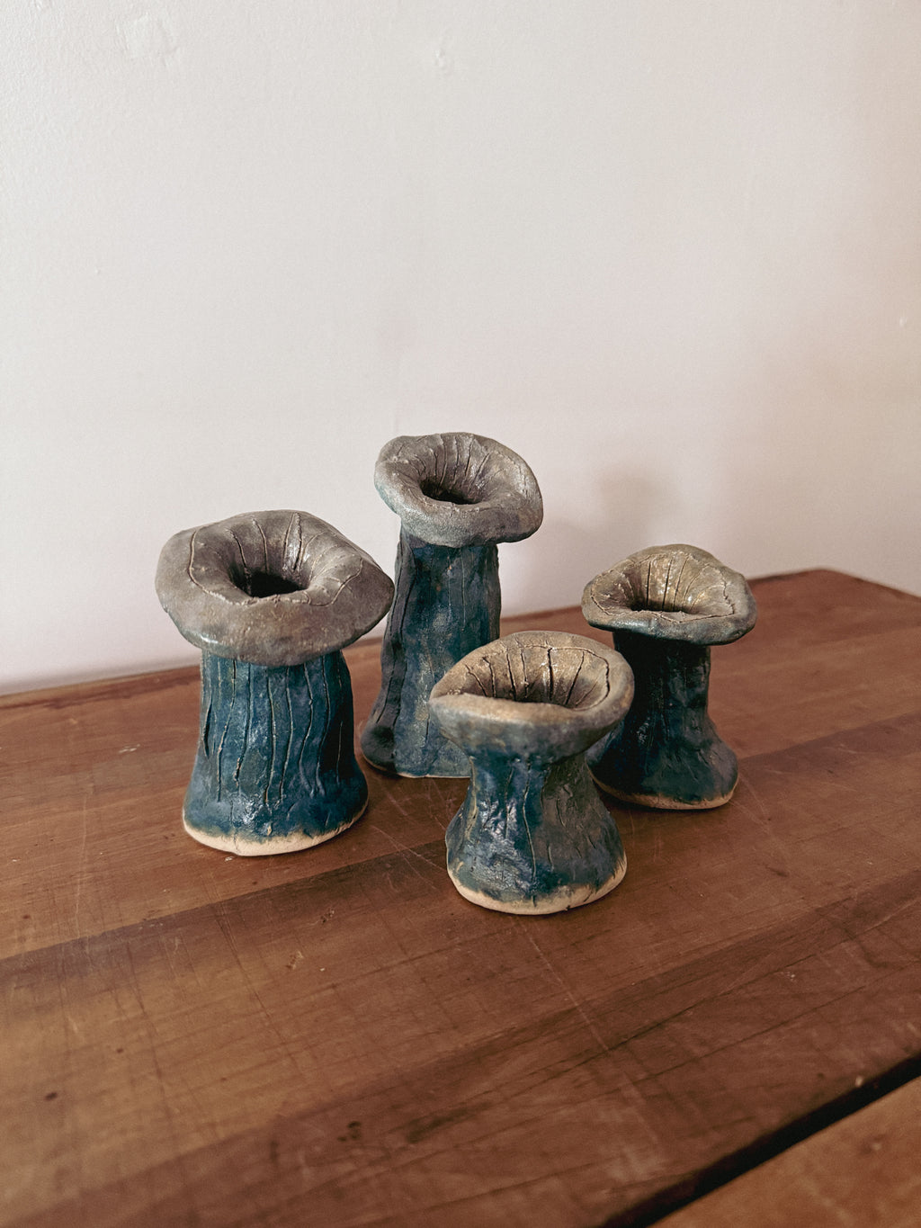 Handmade Studio Ceramic Mushroom Sculptures