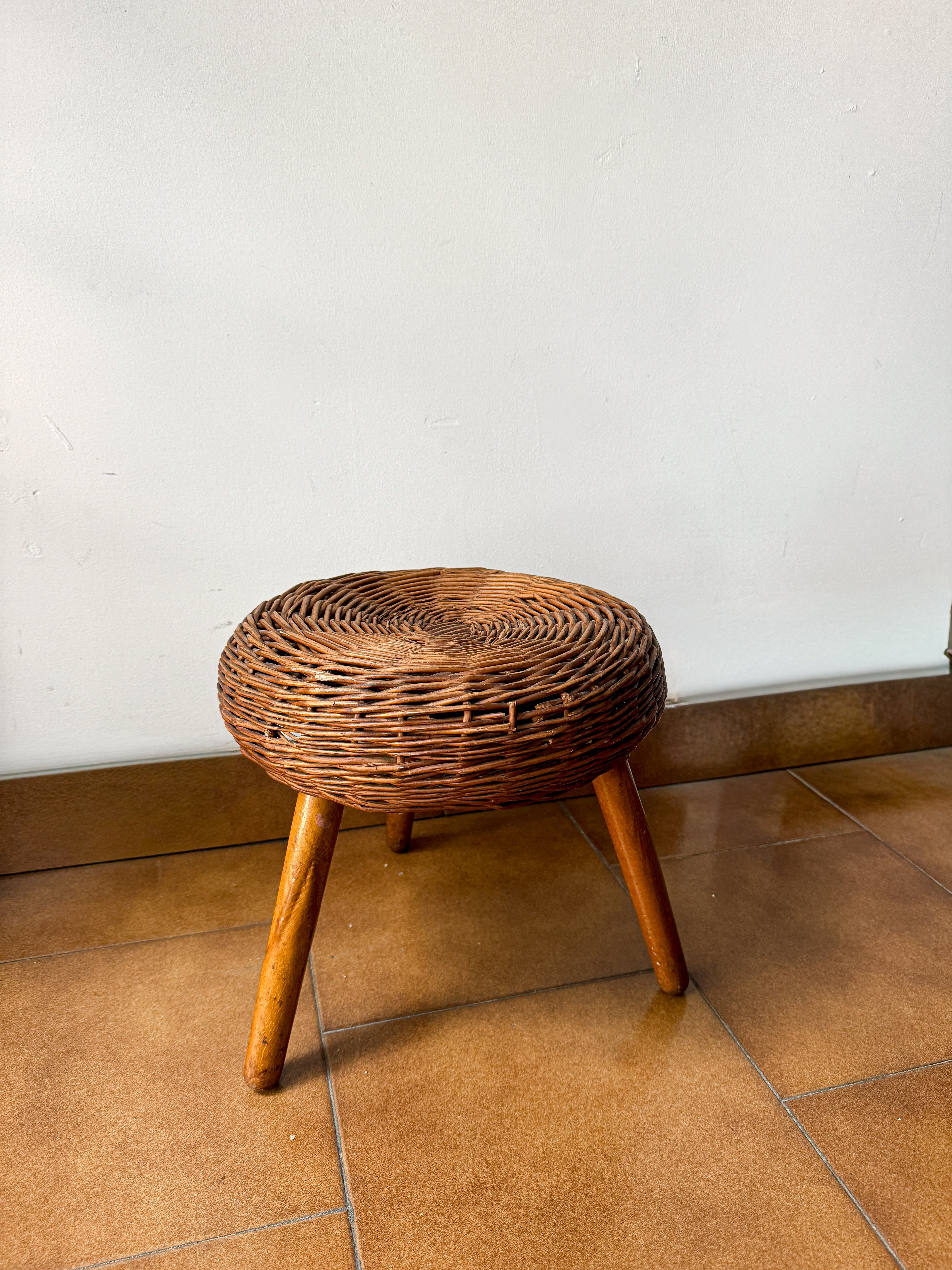 Tony Paul Attributed Wicker Stool